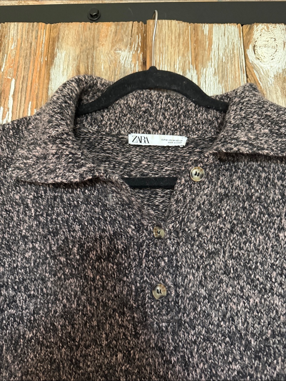 Zara Women’s Marled Brown Zip-Up Collar Sweater - Picture 2 of 3